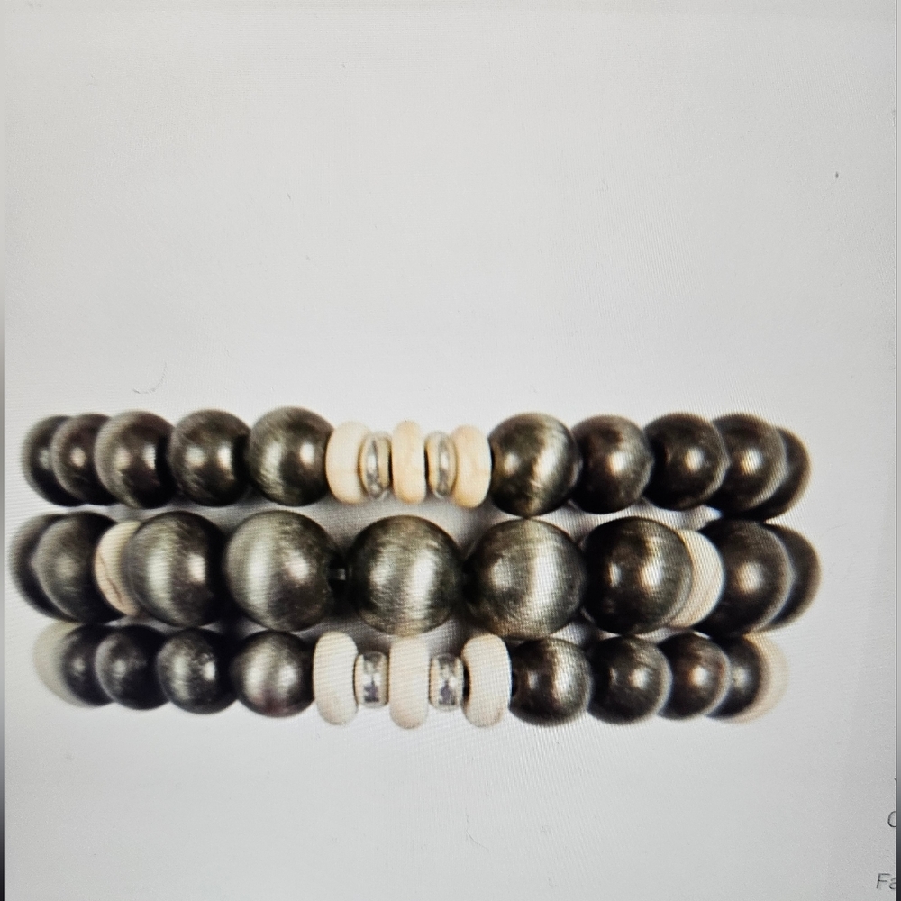 A Girl Thing Black and Cream Bracelet Set